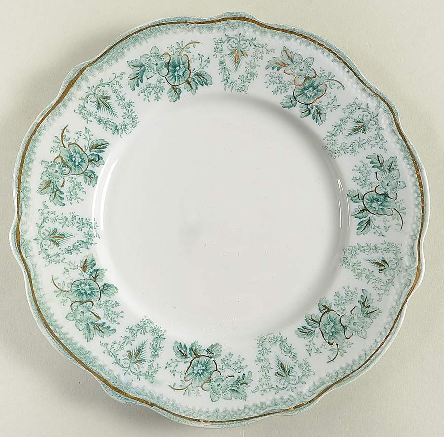 Brussels Green (Gold Trim) Bread & Butter Plate by Grindley-1