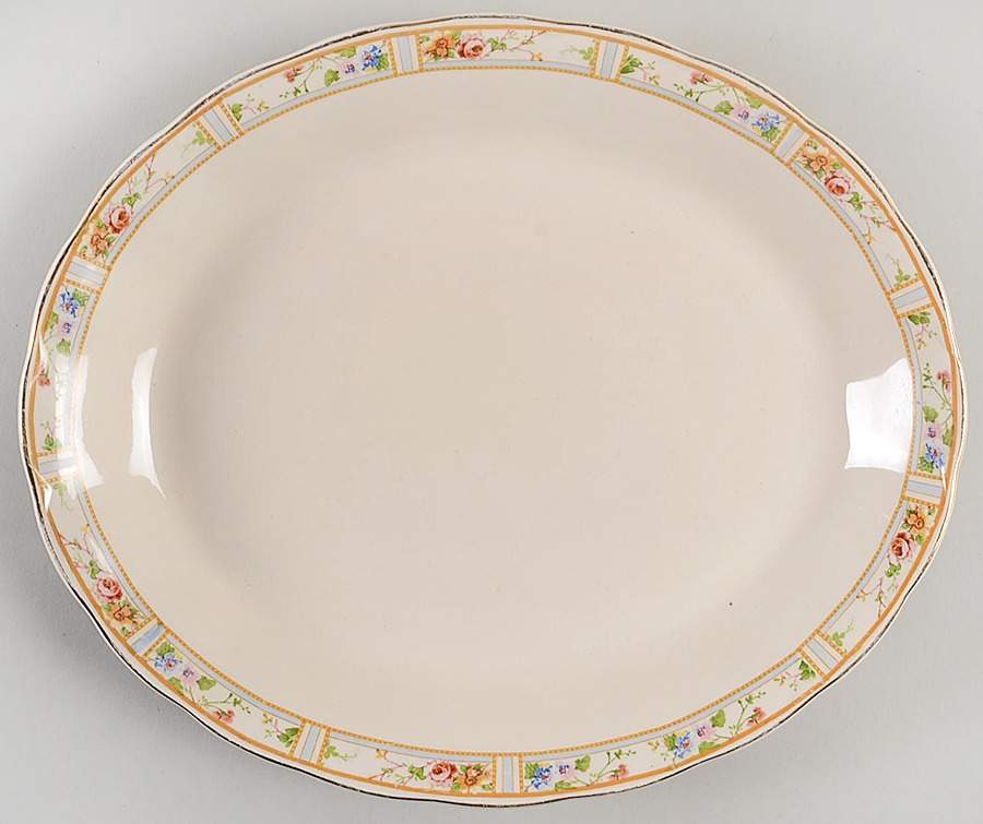Carmona (Scalloped Edge) 12" Oval Serving Platter by Grindley-1