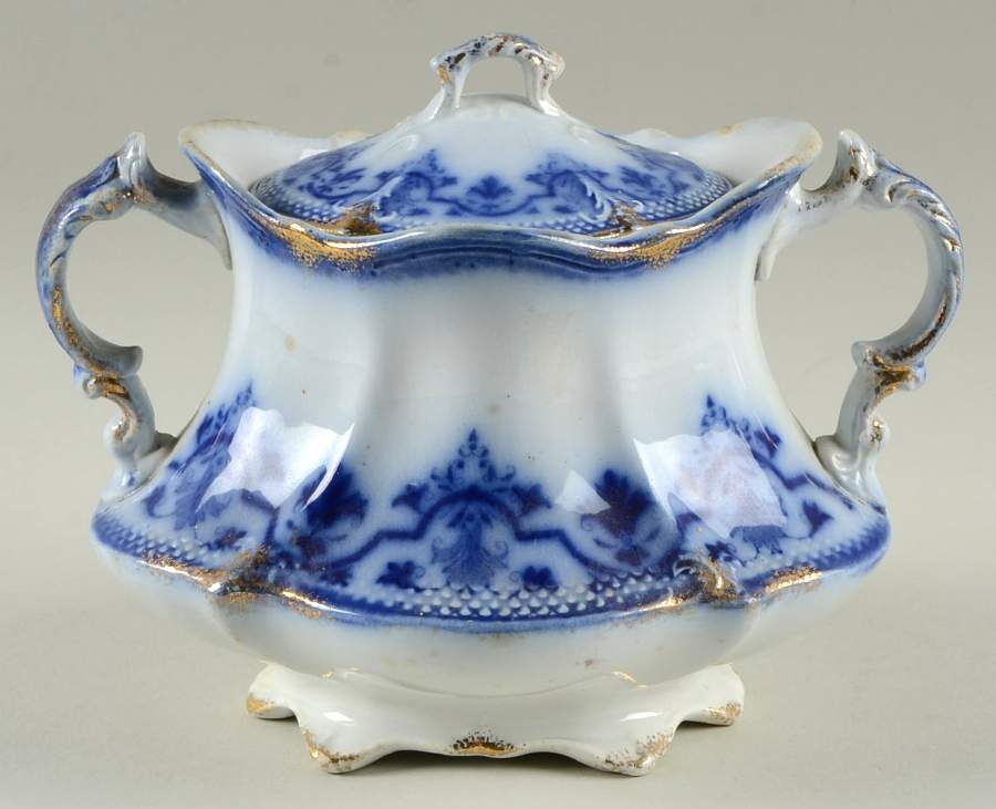 Celtic (Flow Blue) Sugar Bowl & Lid by Grindley-1