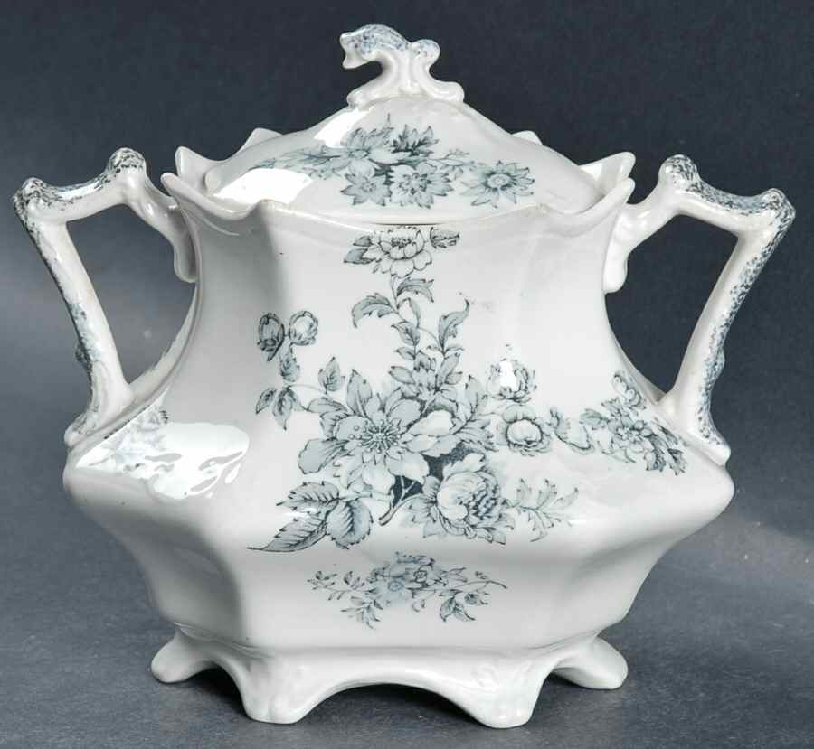 Chatsworth Blue Gray (No Gold) Sugar Bowl & Lid by Grindley-1