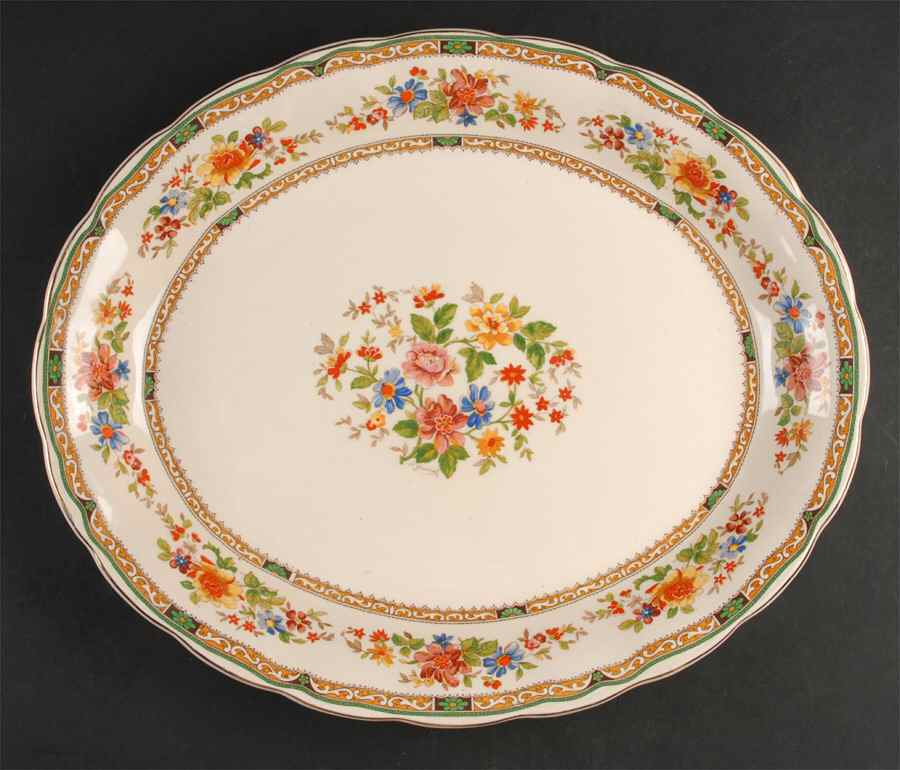 Chelsea Bouquet 16" Oval Serving Platter by Grindley-1