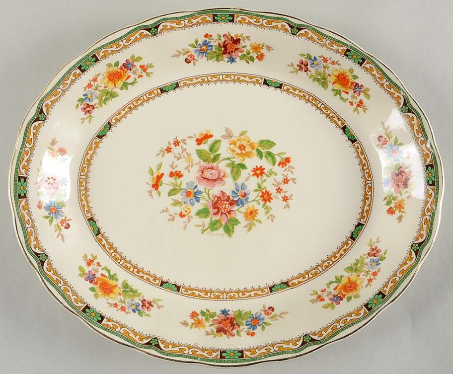 Chelsea Bouquet 12" Oval Serving Platter by Grindley-1
