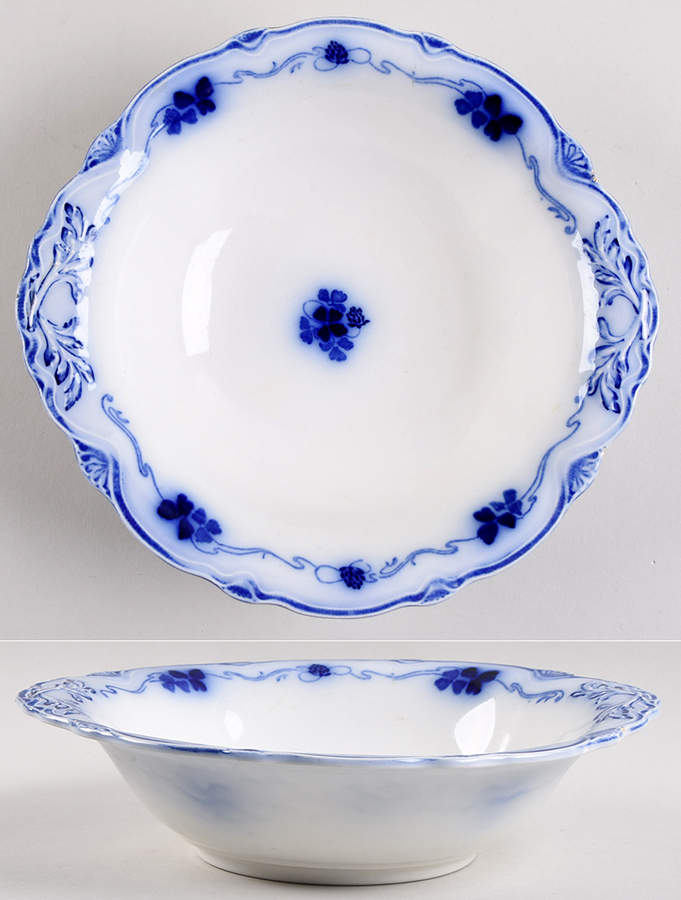 Clover (Flow Blue) 9" Round Vegetable Bowl by Grindley-1