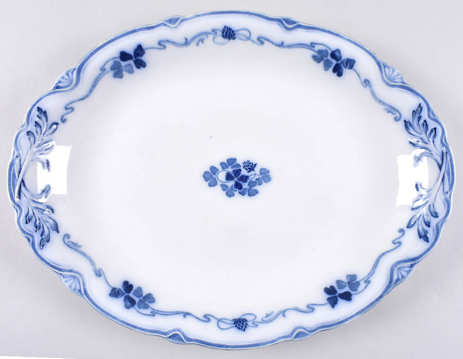 Clover (Flow Blue) 14" Oval Serving Platter by Grindley-1