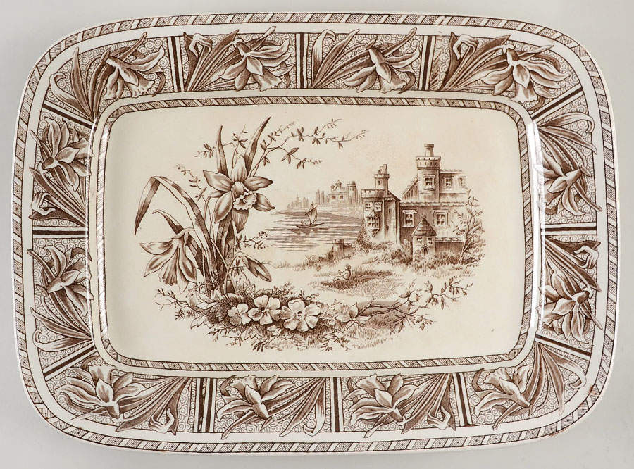 Daffodil Brown 18" Rectangular Serving Platter by Grindley-1