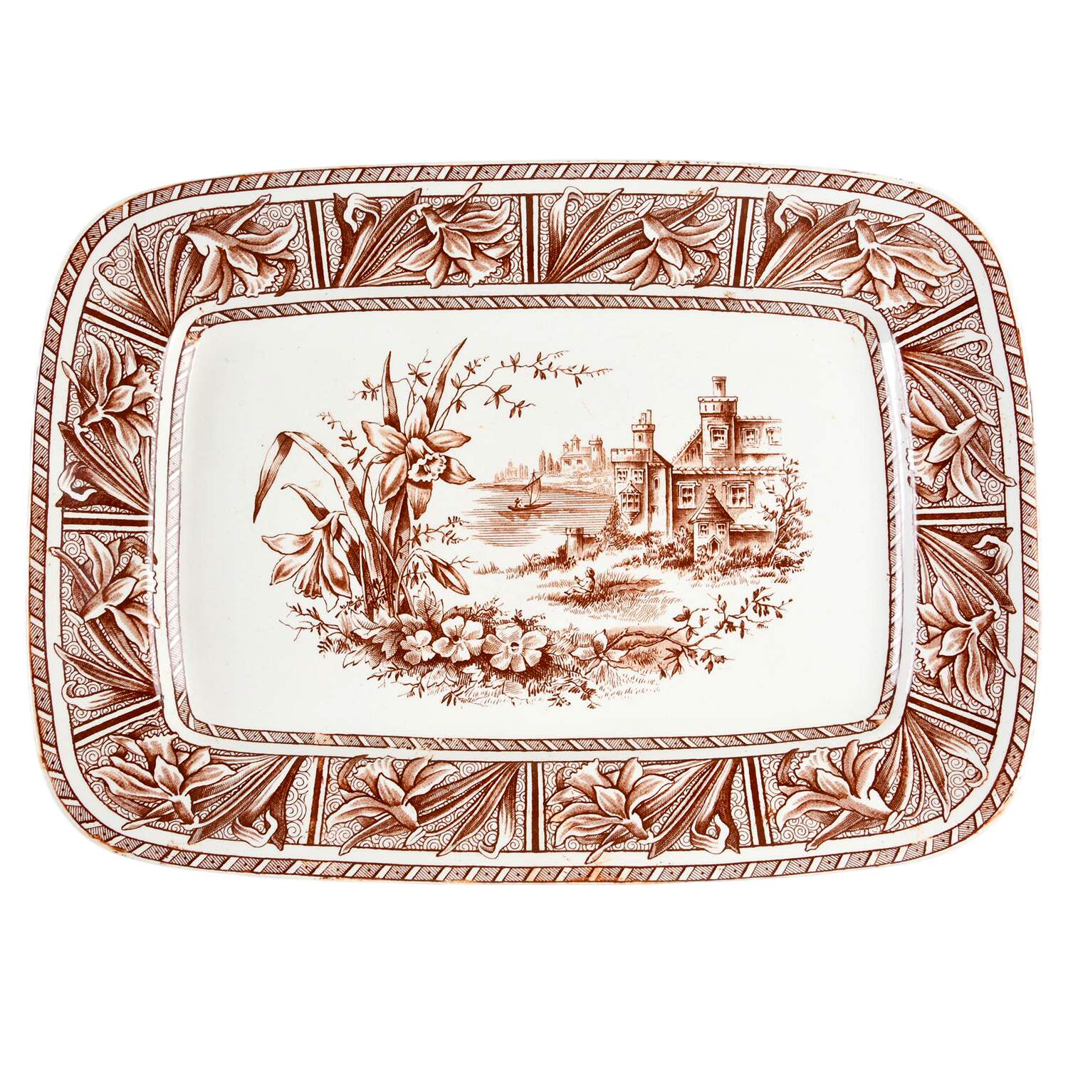 Daffodil Brown 14" Oval Serving Platter by Grindley-1