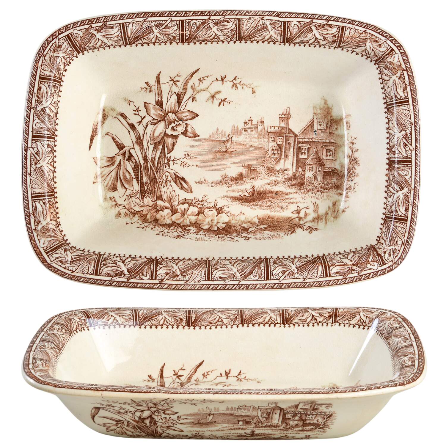 Daffodil Brown 8" Oval Vegetable Bowl by Grindley-1