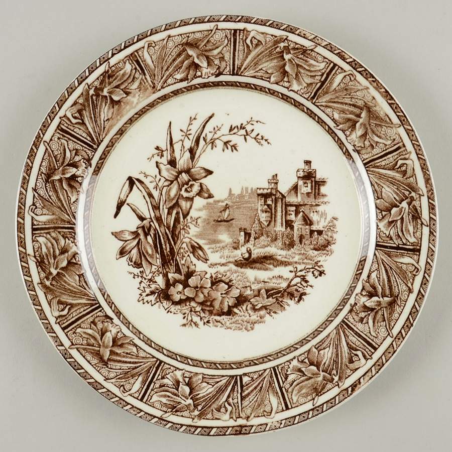 Daffodil Brown Salad Plate by Grindley-1