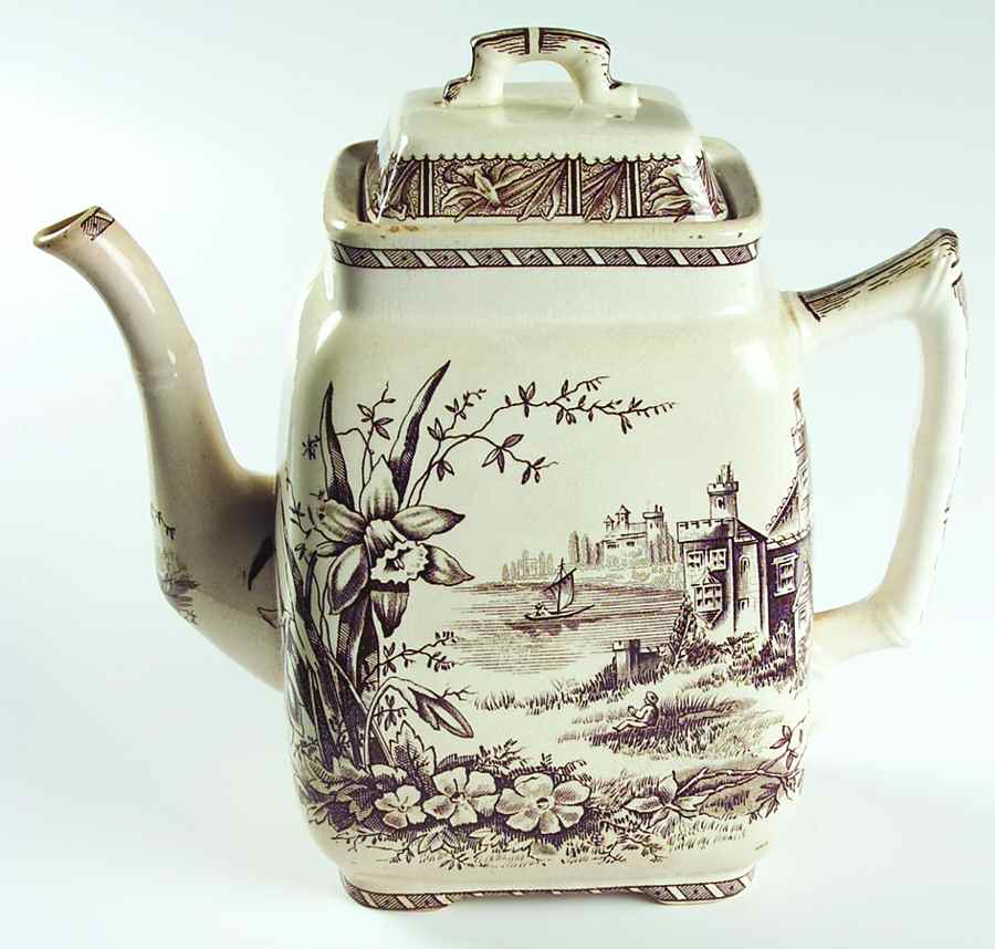Daffodil Brown Coffee Pot & Lid by Grindley-1