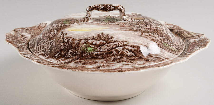 Dickens Coaching Stages Round Covered Vegetable by Grindley-1