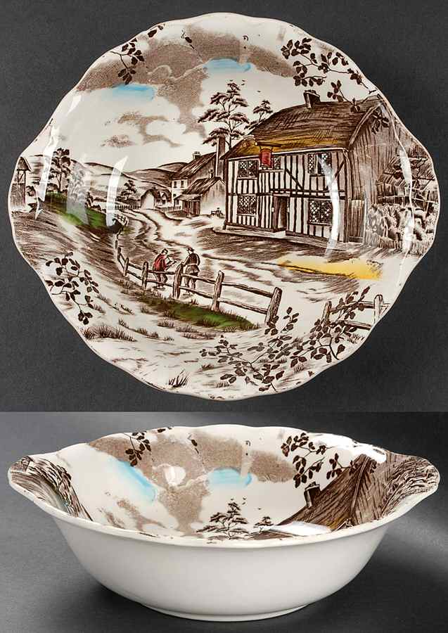 Dickens Coaching Stages 9" Round Vegetable Bowl by Grindley-1