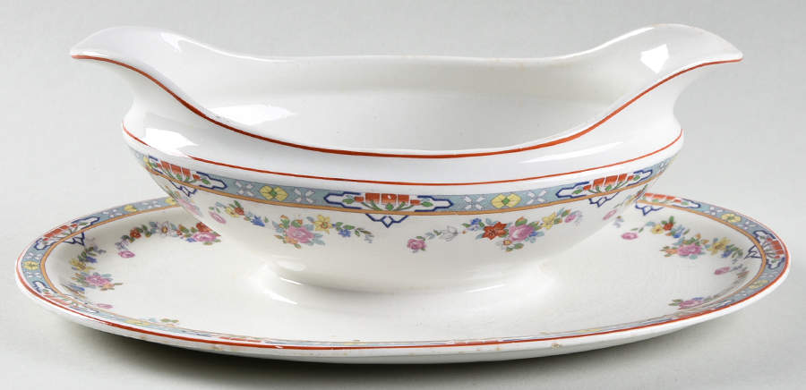Dresden Gravy Boat with Attached Underplate by Grindley-1