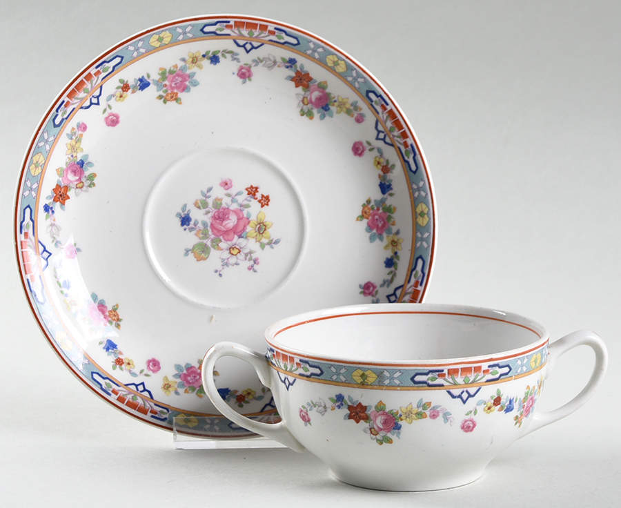 Dresden Flat Bouillon Cup & Saucer by Grindley-1
