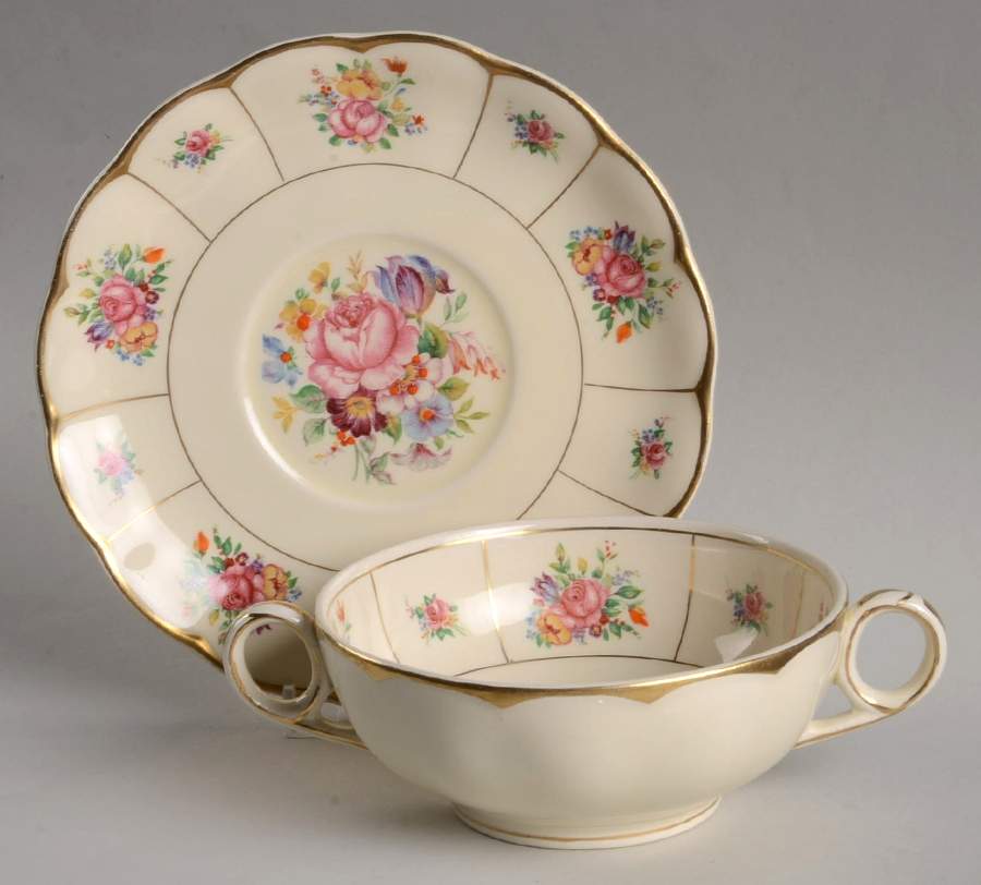 Duchess Footed Cream Soup Bowl & Saucer Set by Grindley-1