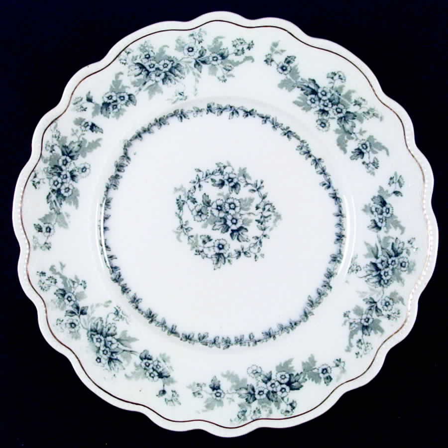 Eileen (White Background, Gold Trim) Dinner Plate by Grindley-1