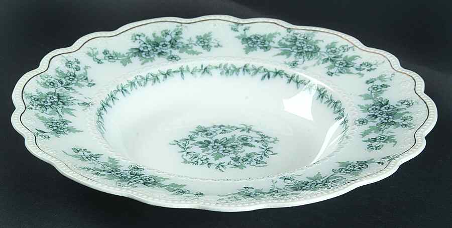 Eileen (White Background, Gold Trim) Large Rim Soup Bowl by Grindley-1