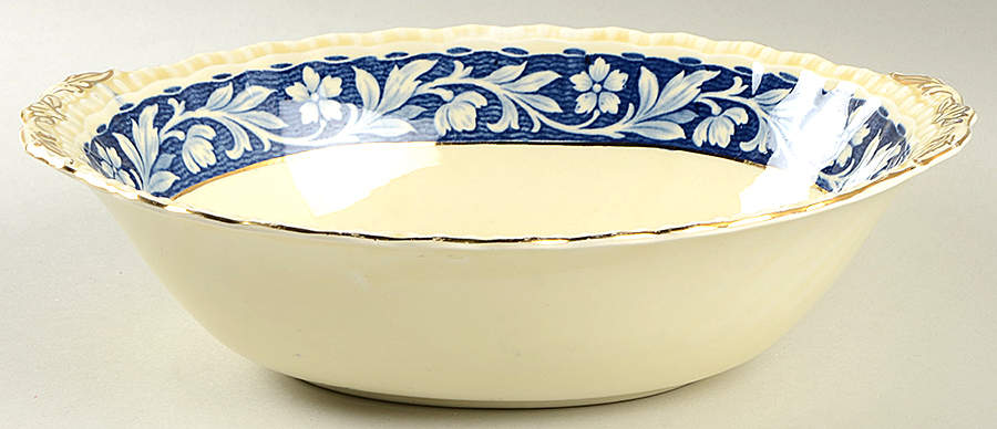 Elysian (Cream & Blue) 10" Oval Vegetable Bowl by Grindley-1