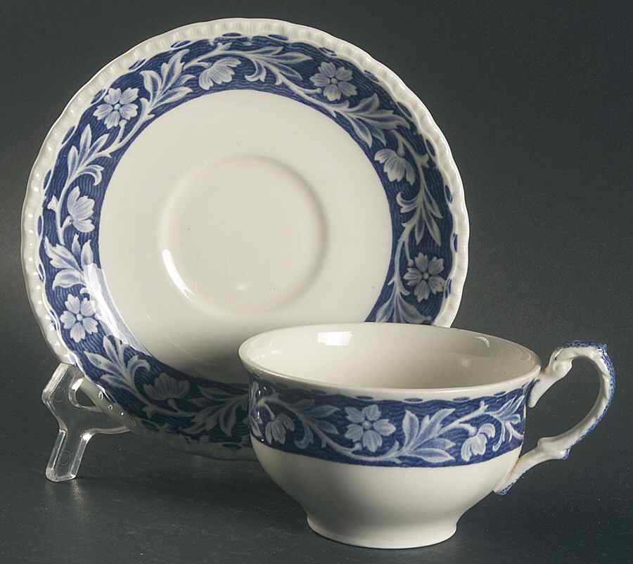 Elysian (Cream & Blue) Flat Cup & Saucer Set by Grindley-1