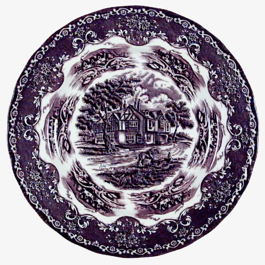 English Country Inns Brown Dinner Plate by Grindley-1