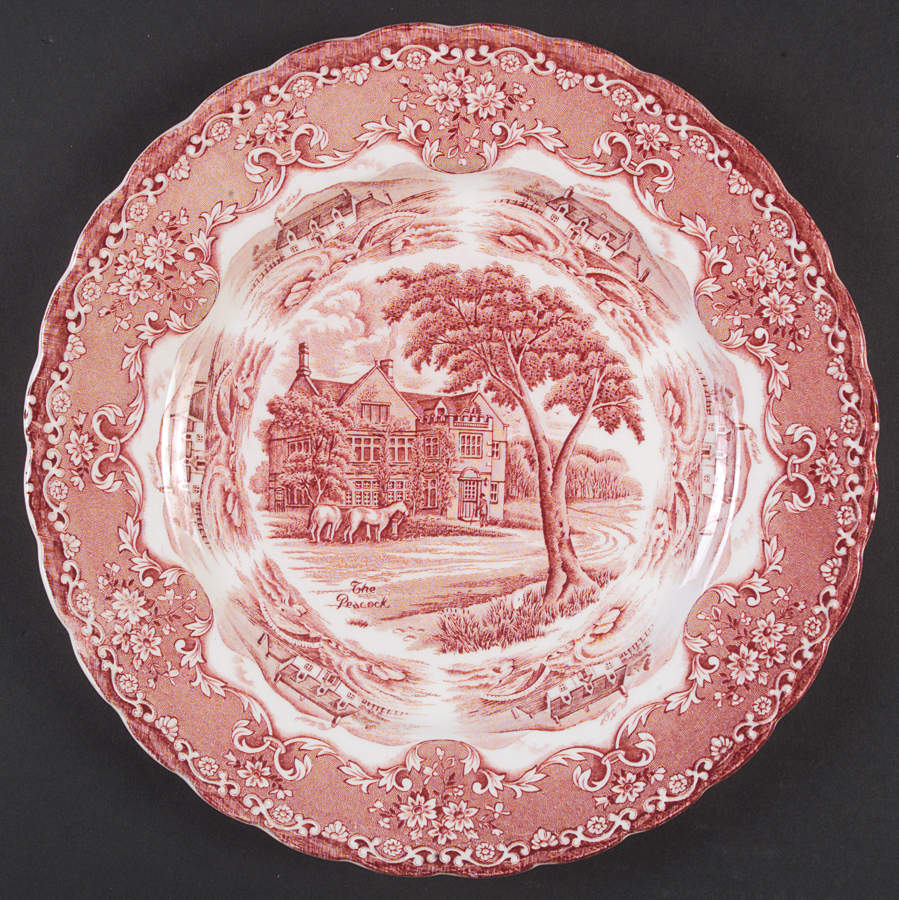 English Country Inns Pink Large Dinner Plate by Grindley-1