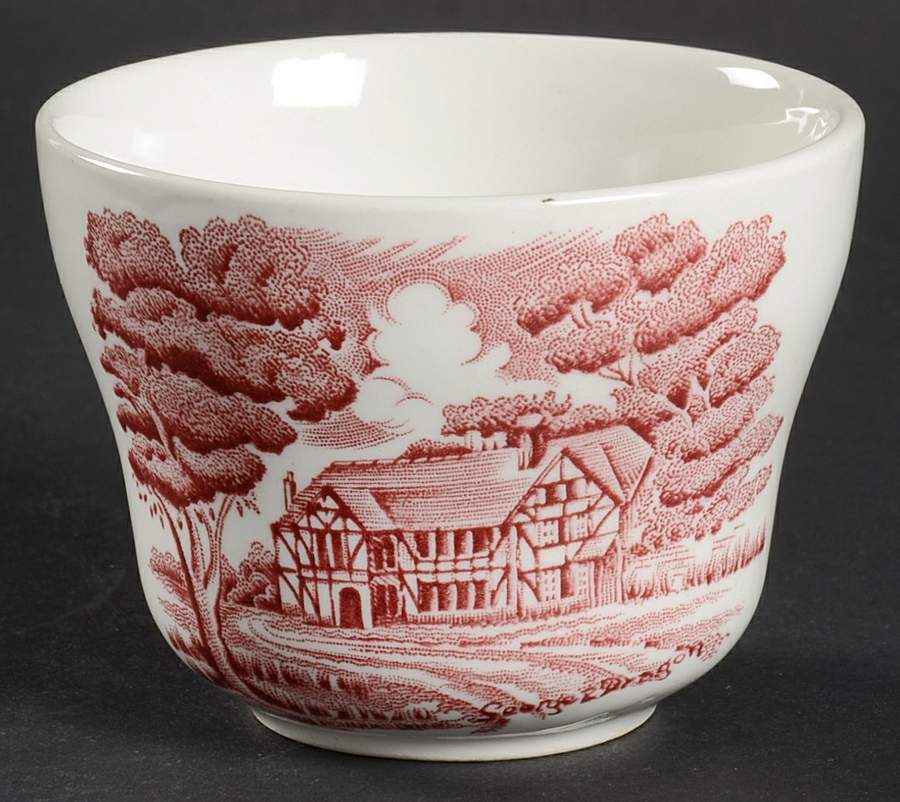 English Country Inns Pink Open Sugar Bowl by Grindley-1