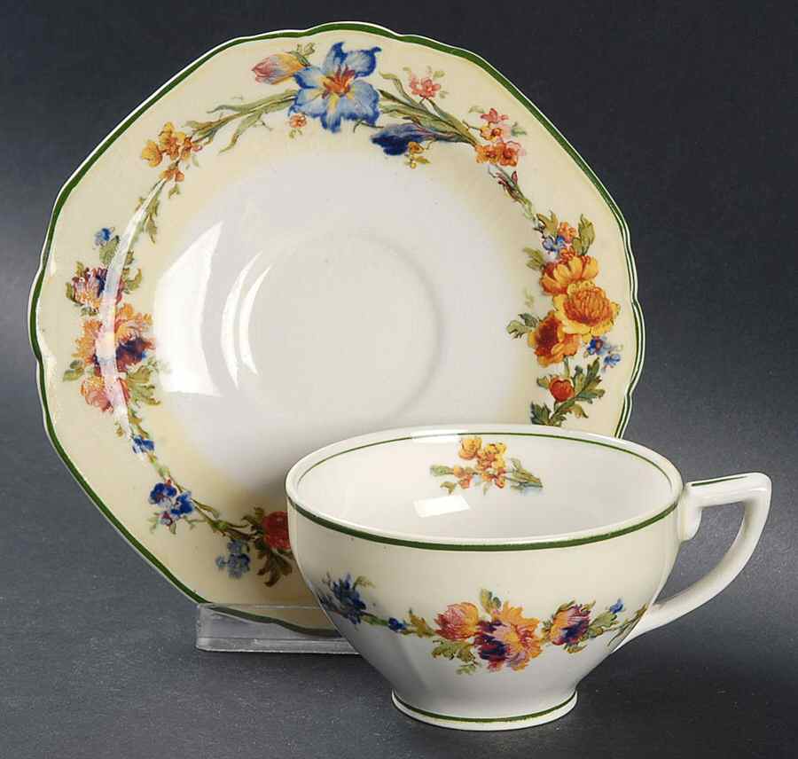 The Fleurette Flat Cup & Saucer Set by Grindley-1