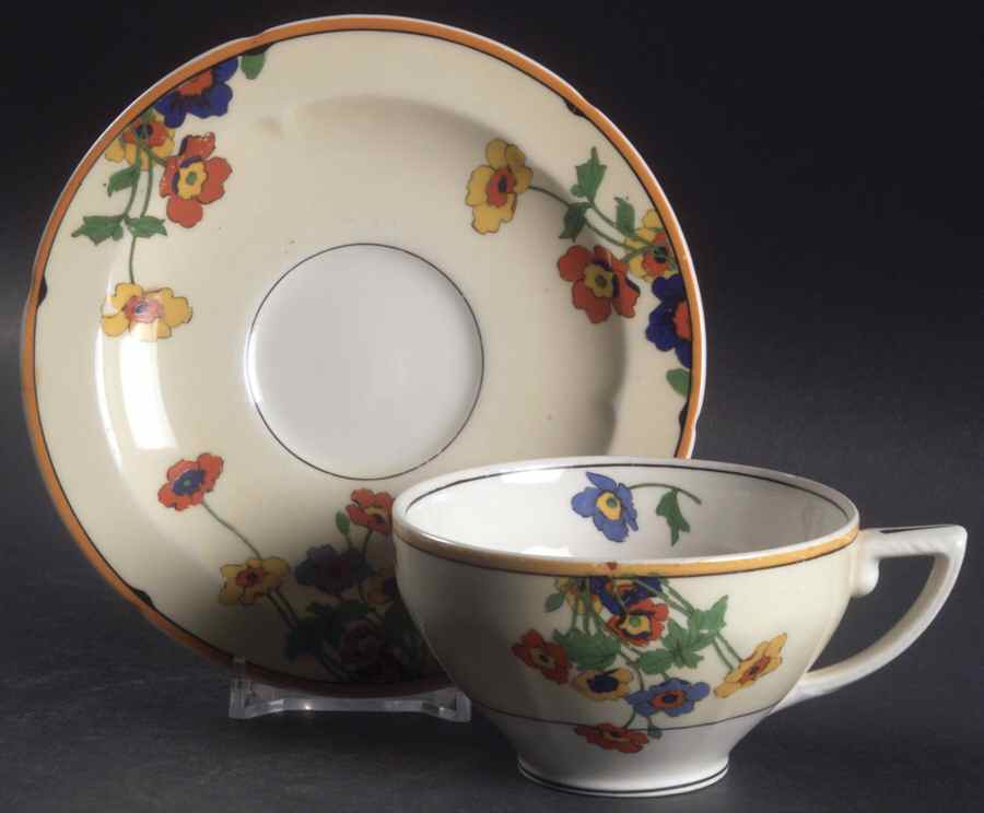 Gardenia Flat Cup & Saucer Set by Grindley-1