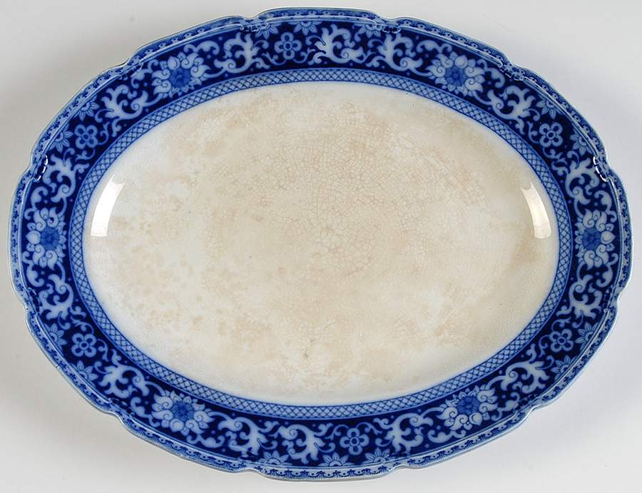 Glenmore Blue and White 11" Oval Serving Platter by Grindley-1