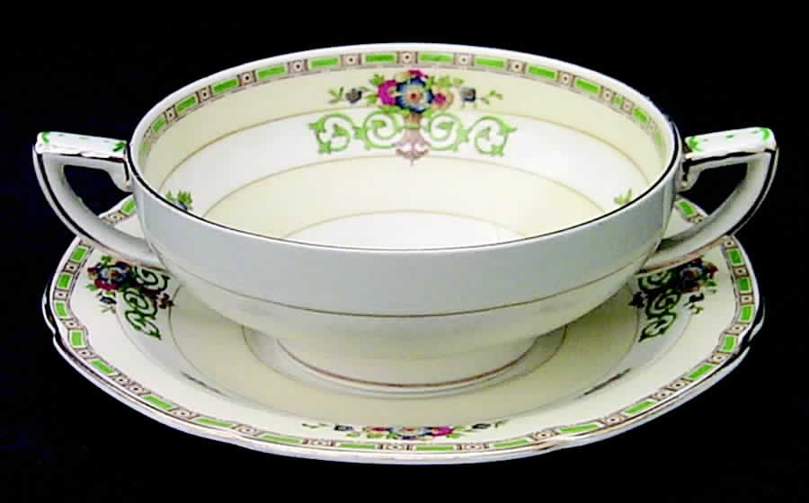 Gosforth Flat Cream Soup Bowl & Saucer Set by Grindley-1