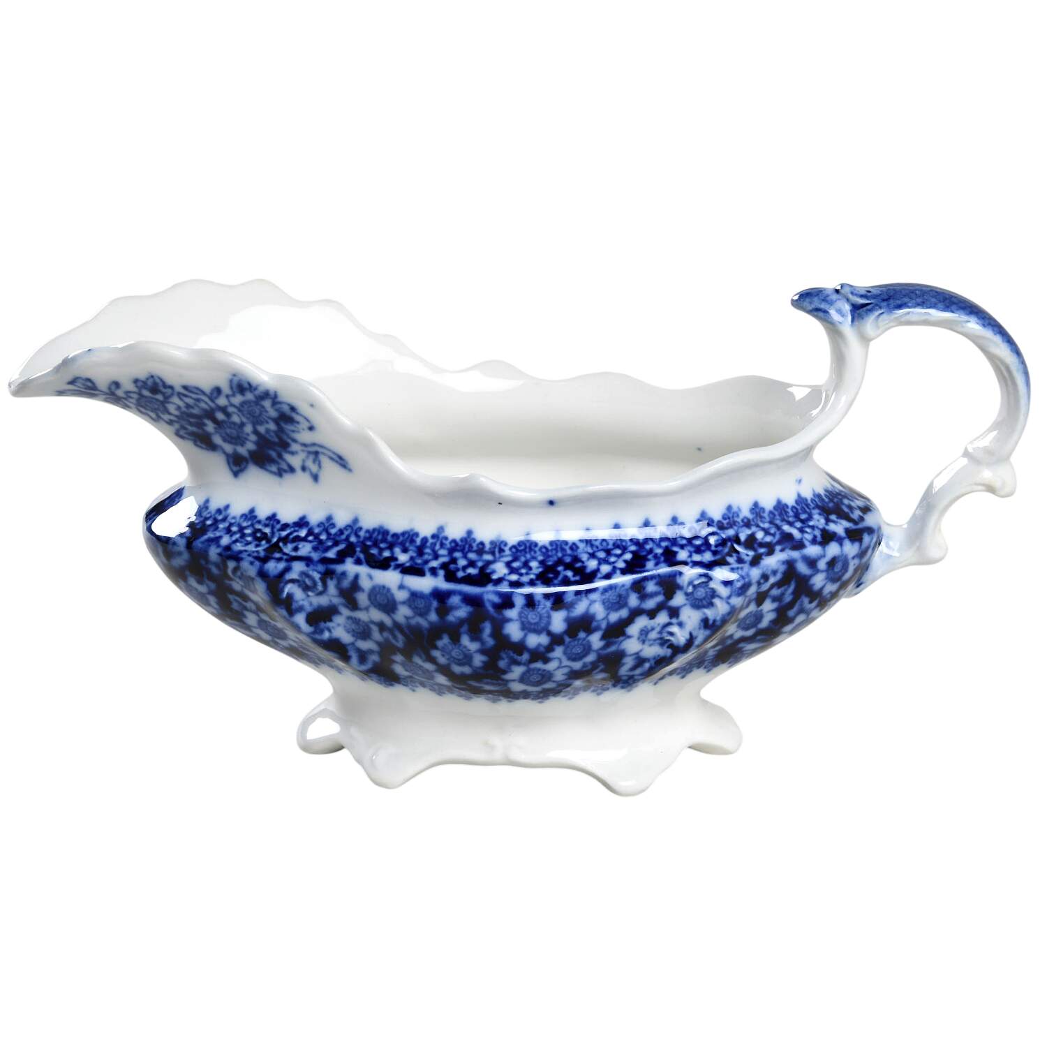 Grace (Flow Blue) Gravy Boat by Grindley-1