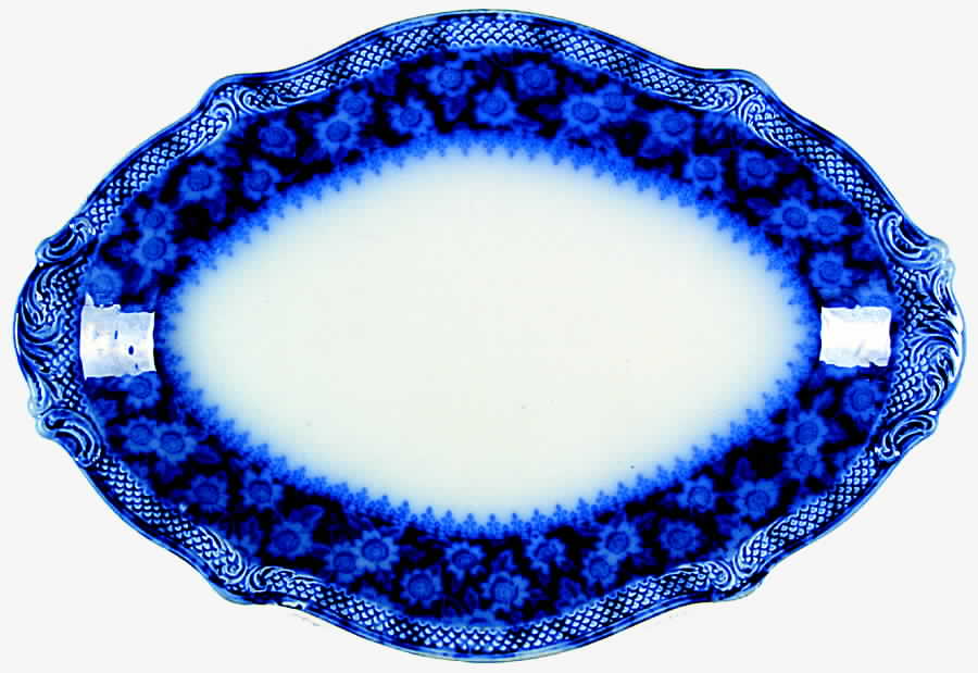 Grace (Flow Blue) 15" Oval Serving Platter by Grindley-1
