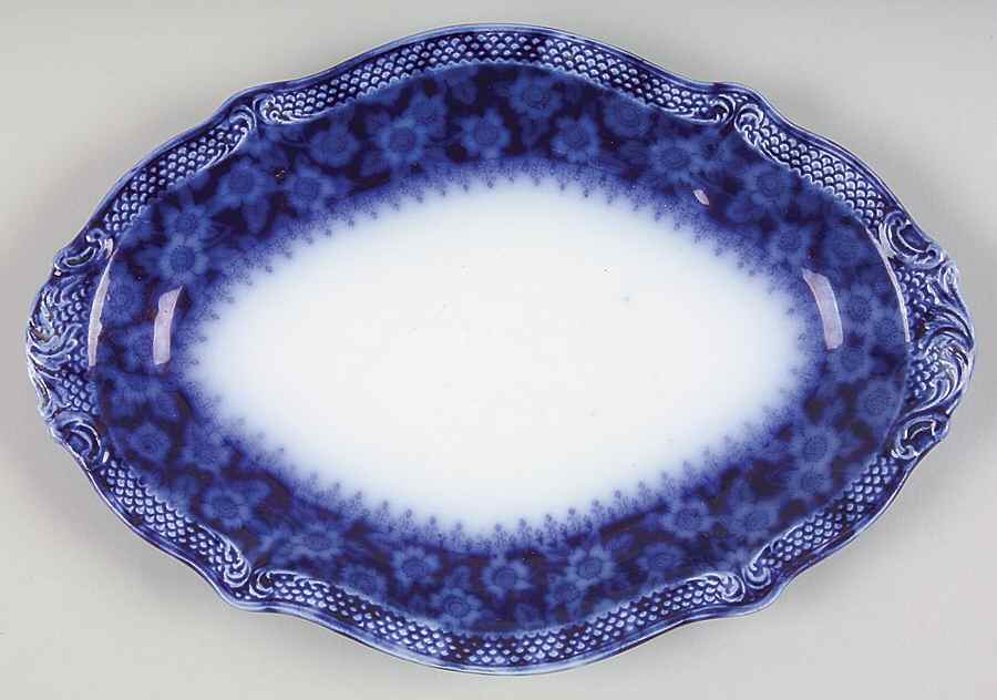Grace (Flow Blue) 10" Oval Serving Platter by Grindley-1