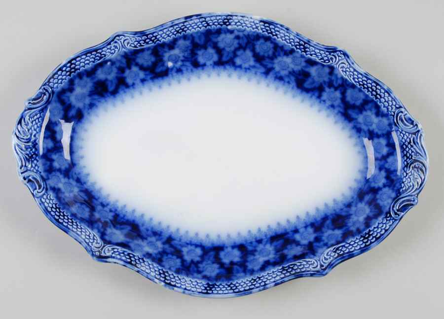 Grace (Flow Blue) 12" Oval Serving Platter by Grindley-1