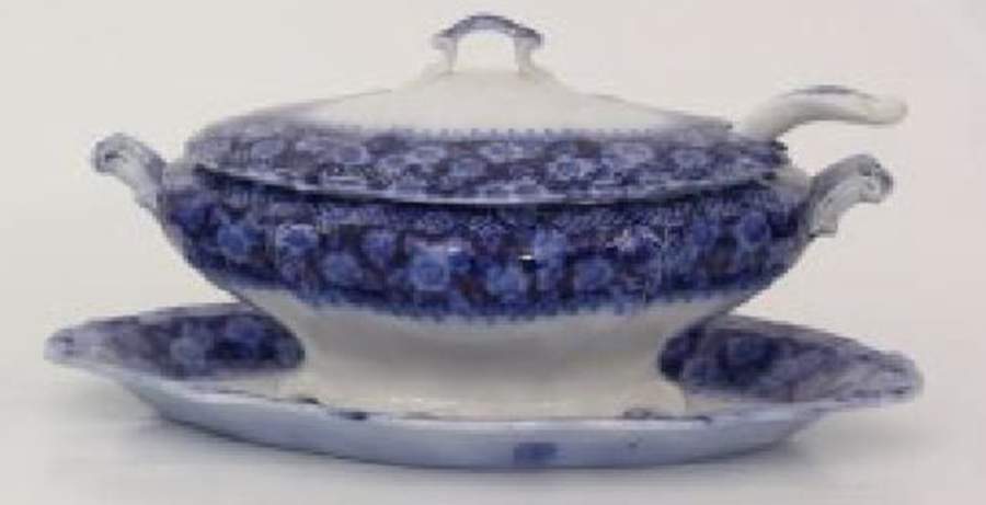 Grace (Flow Blue) Tureen &  Lid by Grindley-1