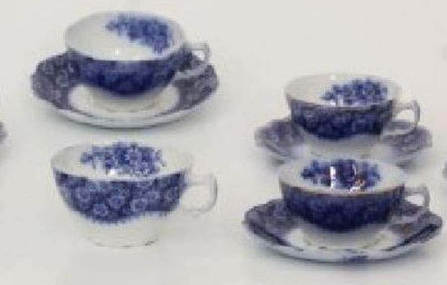 Grace (Flow Blue) Flat Cup & Saucer Set by Grindley-1