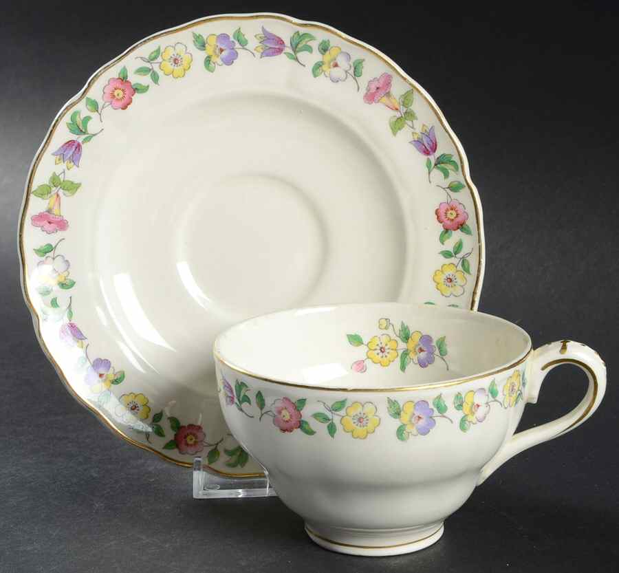Greenway Flat Cup & Saucer Set by Grindley-1