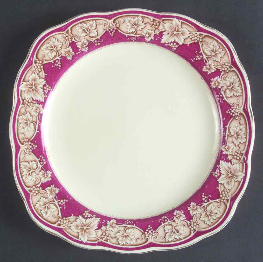 Hampton Vine Maroon Square Salad Plate by Grindley-1