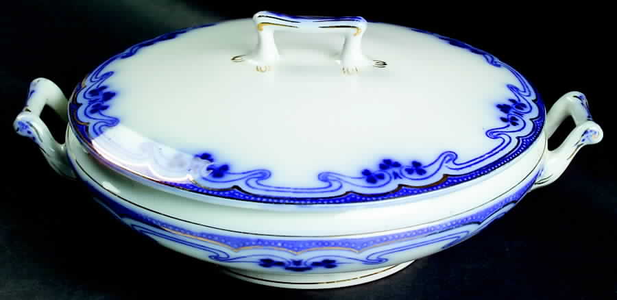 Idris (Flow Blue) Round Covered Vegetable by Grindley-1