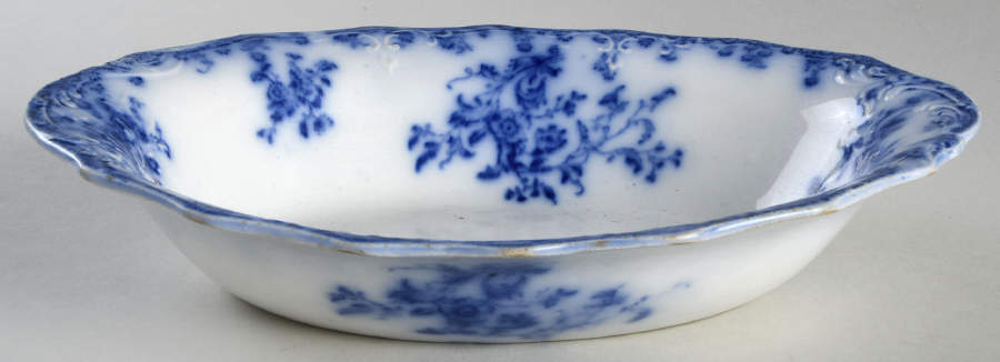Janette (Flow Blue) 9" Oval Vegetable Bowl by Grindley-1