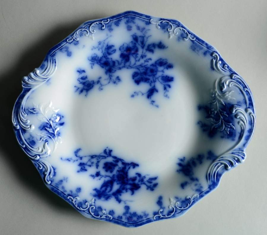 Janette (Flow Blue) Handled Cake Plate by Grindley-1