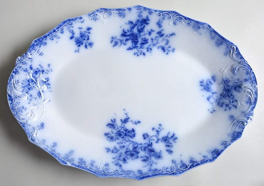 Janette (Flow Blue) 19" Oval Serving Platter by Grindley-1
