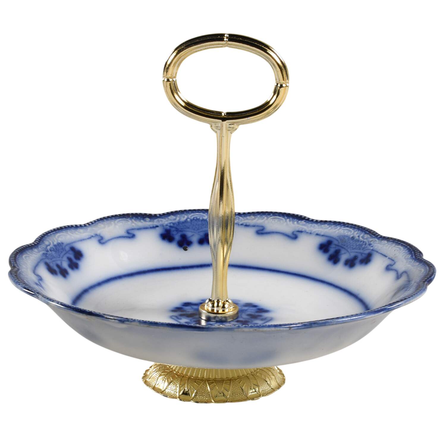 Lorne (Flow Blue) 6"-7" Handled Footed Nut Dish HC by Grindley-1