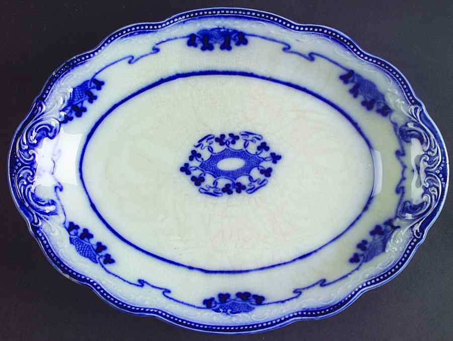 Lorne (Flow Blue) 10" Oval Serving Platter by Grindley-1