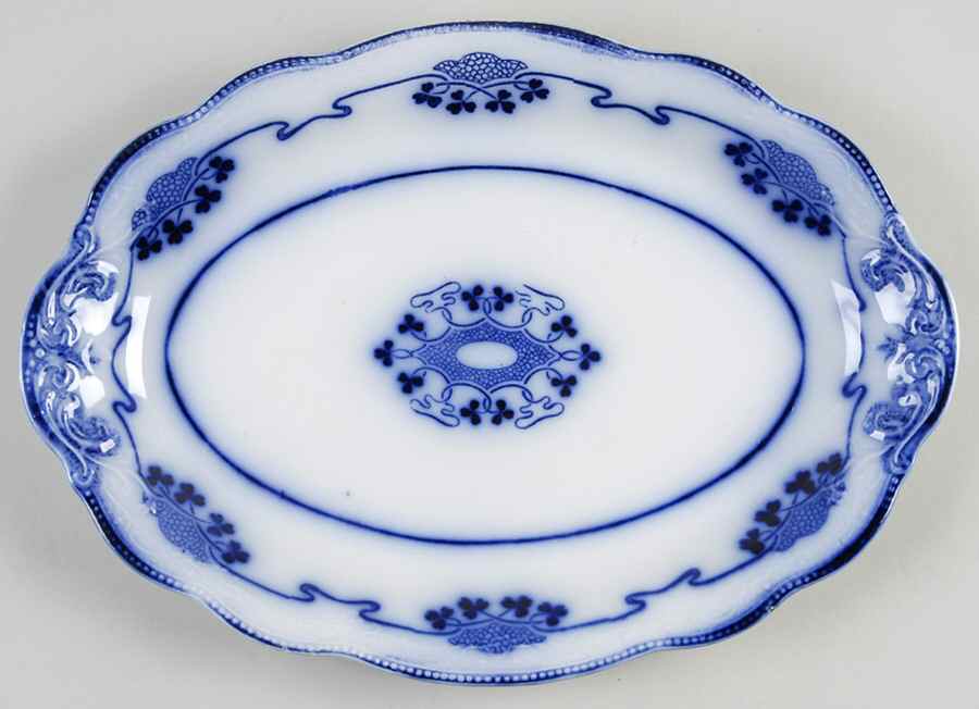 Lorne (Flow Blue) 12" Oval Serving Platter by Grindley-1