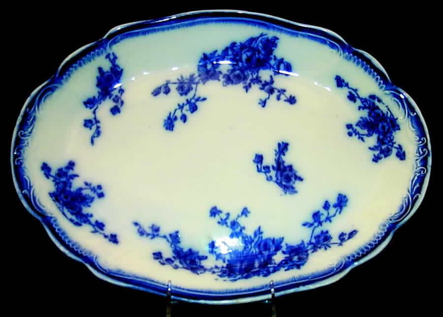 Marechal Neil (Flow Blue, No Gold) 16" Oval Serving Platter by Grindley-1