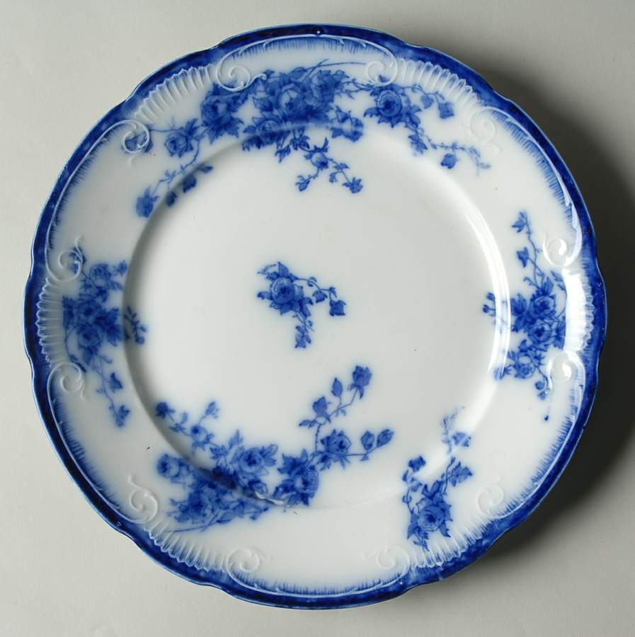 Marechal Neil (Flow Blue, No Gold) Dinner Plate by Grindley-1