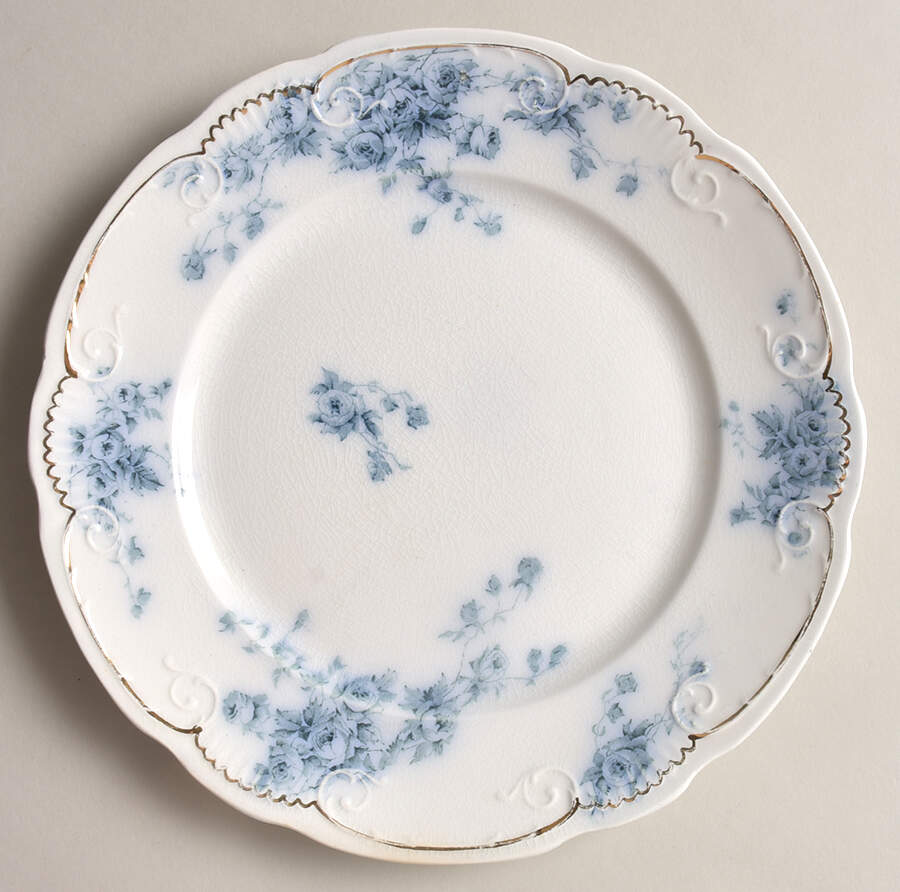 Marechal Neil (Flow Blue, Gold) Luncheon Plate by Grindley-1