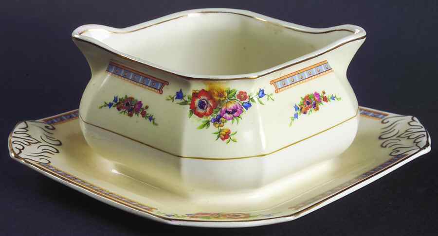 Marjorie Gravy Boat with Attached Underplate by Grindley-1