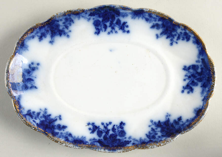 Marguerite (Flow Blue) Underplate for Sauce Boat by Grindley-1