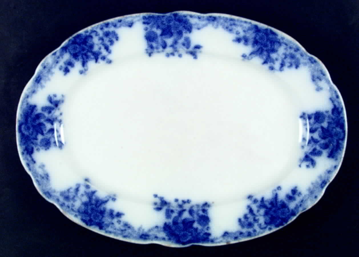 Marguerite (Flow Blue) 12" Oval Serving Platter by Grindley-1